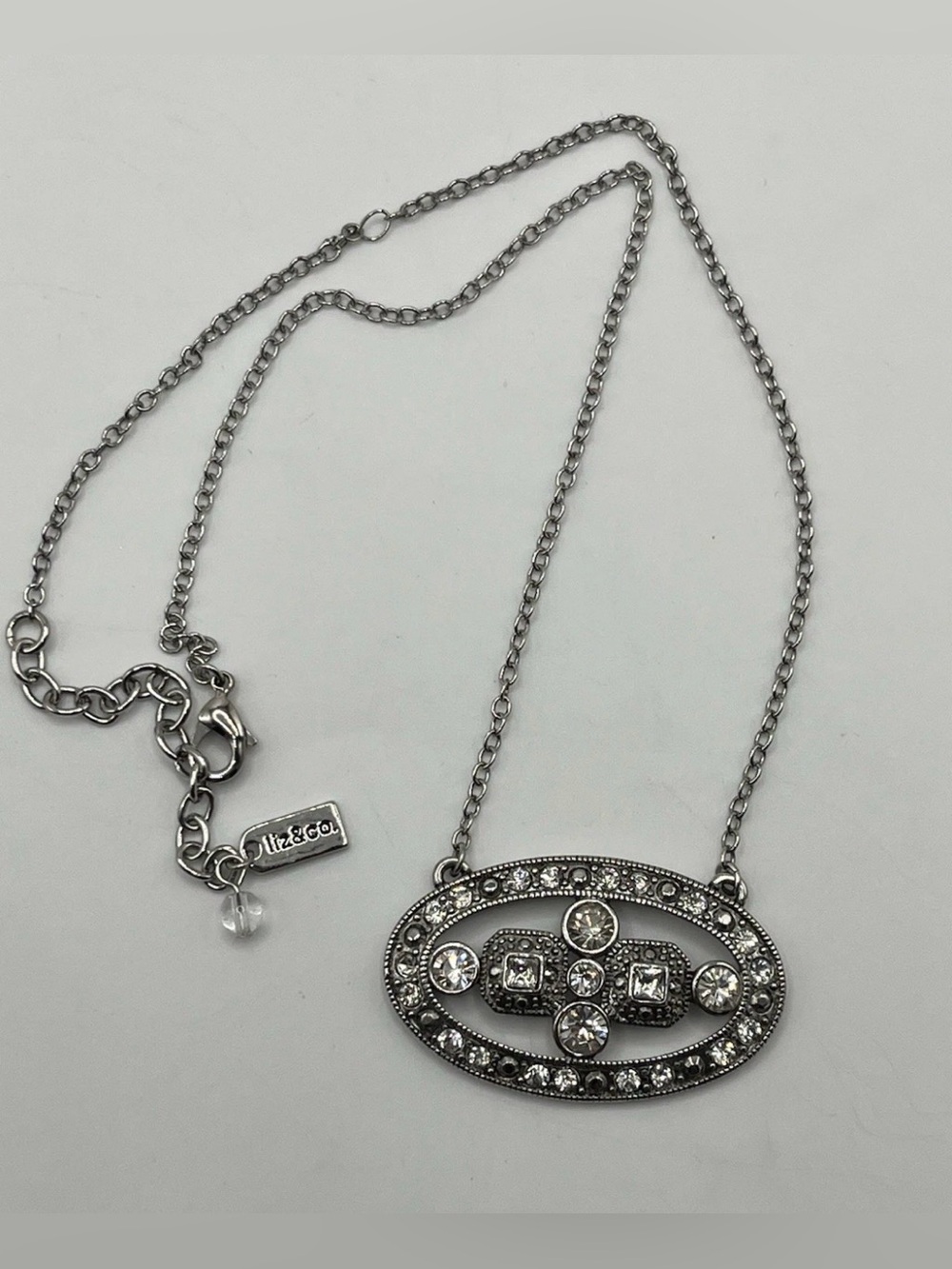 Liz & Co Rhinestone Statement Necklace Silver Tone